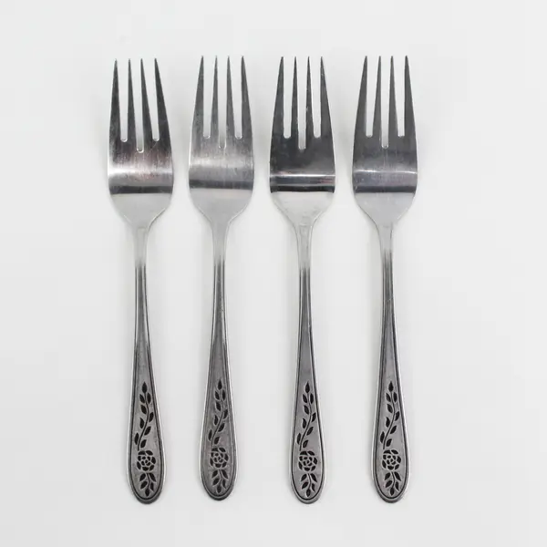 Stanley Roberts (Rogers Co) Floral Mist Pattern 4 Salad Forks SS 6.5" Rare 