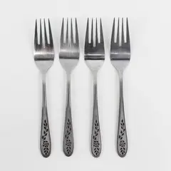Stanley Roberts (Rogers Co) Floral Mist Pattern 4 Salad Forks SS 6.5" Rare 