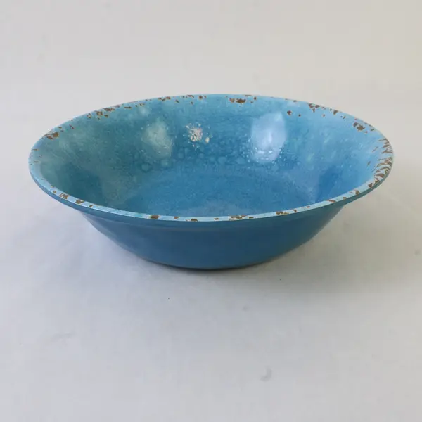Set of 4 Studio California Turquoise Crackle Melamine Cereal/Salad Bowls 7.5in