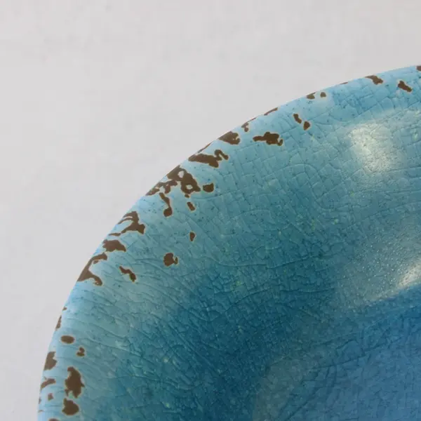 Set of 4 Studio California Turquoise Crackle Melamine Cereal/Salad Bowls 7.5in