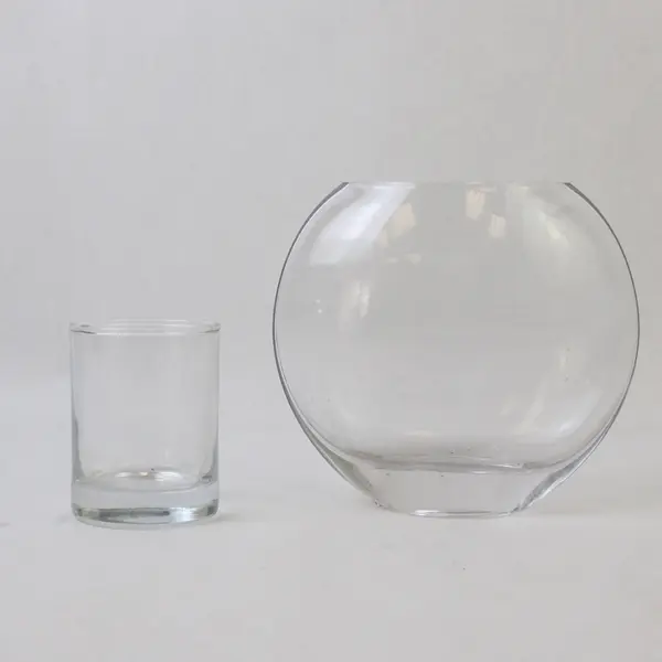 Lot Of 2 Unbranded Clear Glass Oval Bud Vase & Votive Candle Holder Home Decor