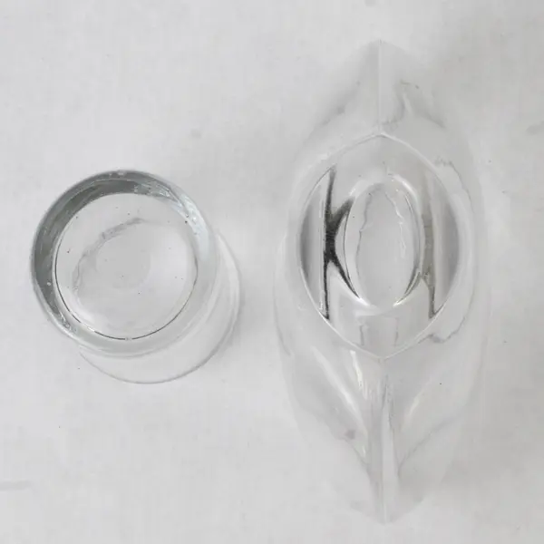Lot Of 2 Unbranded Clear Glass Oval Bud Vase & Votive Candle Holder Home Decor