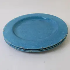 Set of 3 Studio California Turquoise Carmelo Crackle Melamine 9in Salad Plates