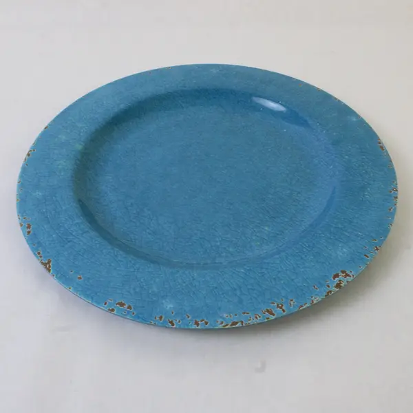 Set of 3 Studio California Turquoise Carmelo Crackle Melamine 9in Salad Plates