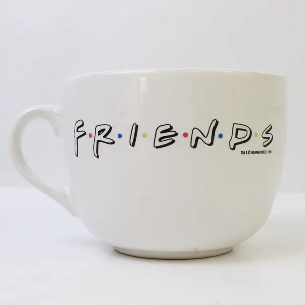 TM & Warner Bros "Friends" Printed White Ceramic Mug 3.25" Tall 1995