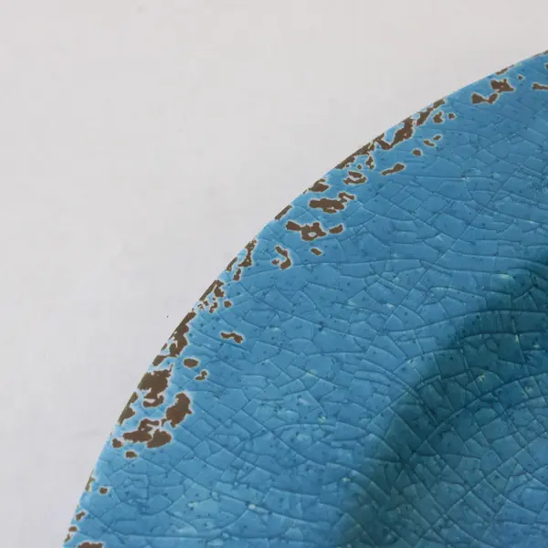 Set of 4 Studio California Carmelo Turquoise Crackle Melamine Dinner Plates 