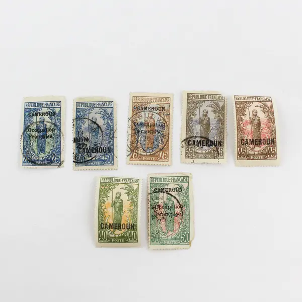 Lot Of 7 French Cameroon Overprint Stamps Used Circa 1920