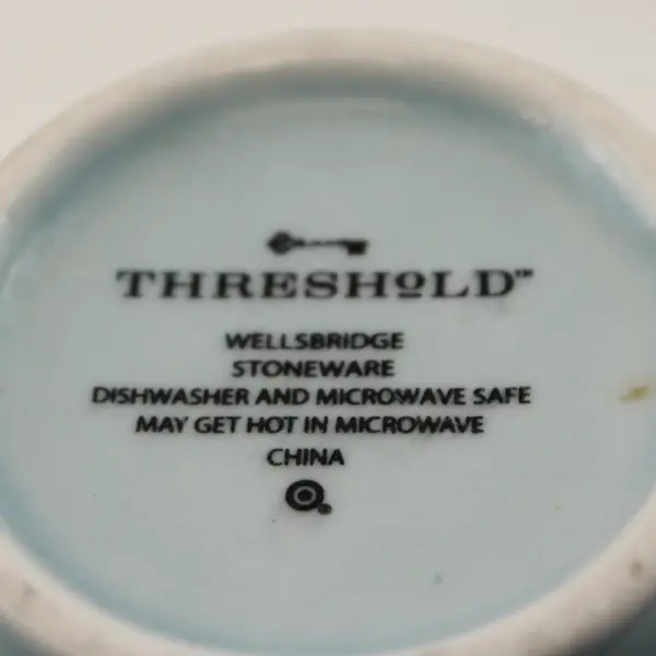 Lot Of 2 Matching Threshold Wellsbridge Aqua Patterned Stoneware Mugs 4.5" Tall