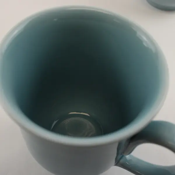Lot Of 2 Matching Threshold Wellsbridge Aqua Patterned Stoneware Mugs 4.5" Tall
