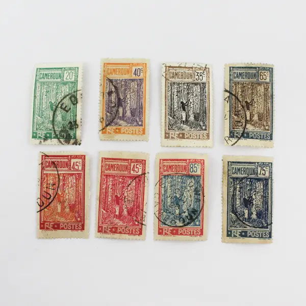 Lot Of 8 French Cameroon Rubber Harvest Stamps Used 1920s