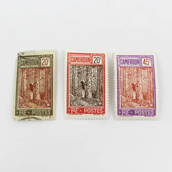 Lot Of 7 French Cameroon Rubber Harvest Stamps 1920s Mixed Used Mint Hinged
