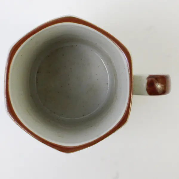 Unbranded Blue Floral Patterned Ceramic Hexagon Shaped  Mug W/ Handle 4" Tall