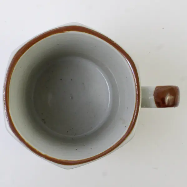 Unbranded Pink Floral Patterned Ceramic Hexagon Shaped  Mug W/ Handle 4" Tall