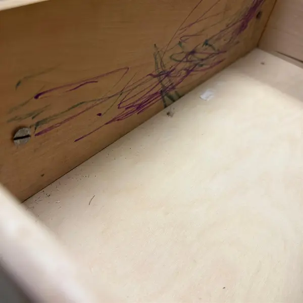 Vintage Light Wood 5 Drawer Dresser With Decals- Local Pickup Only