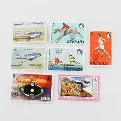 Lot Of 7 Grenada Mixed Stamps MNH OG 1970s Olympics Planes WMO
