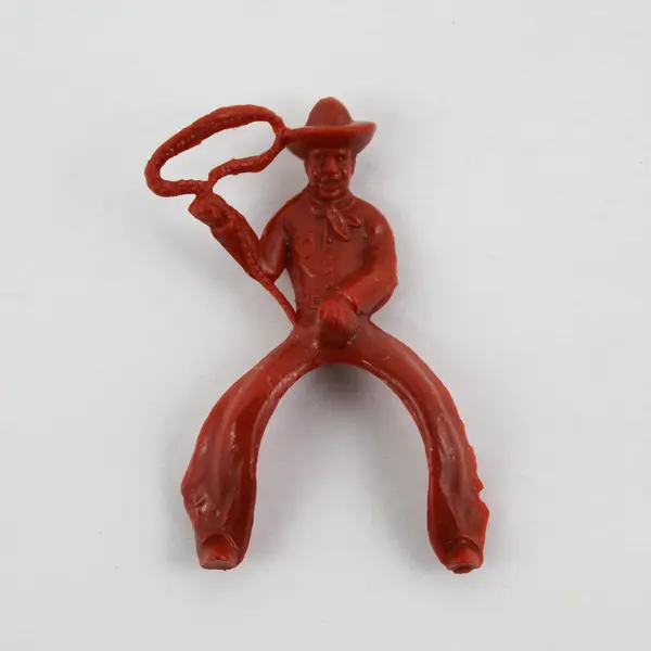 Lot of 5 Vintage Plastic Toys - 3 Green Sheep, 1 Red Sheep & Brown Cowboy