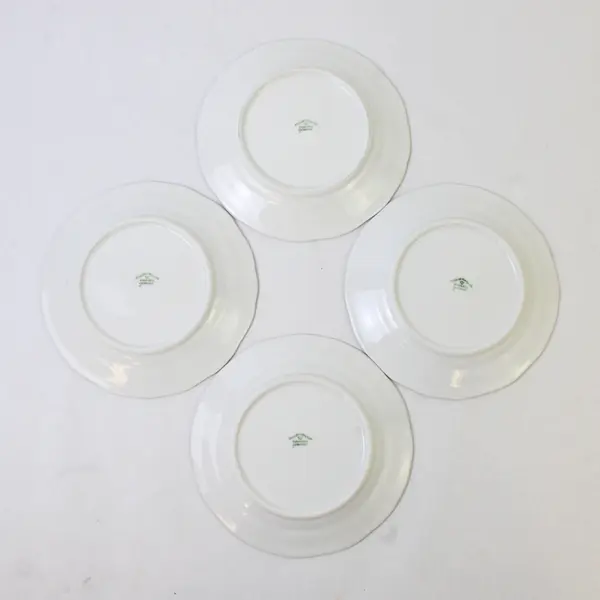 Lot Of 4 Johann Haviland Blue Garland Patterned Silver Trim Saucers 6.25"