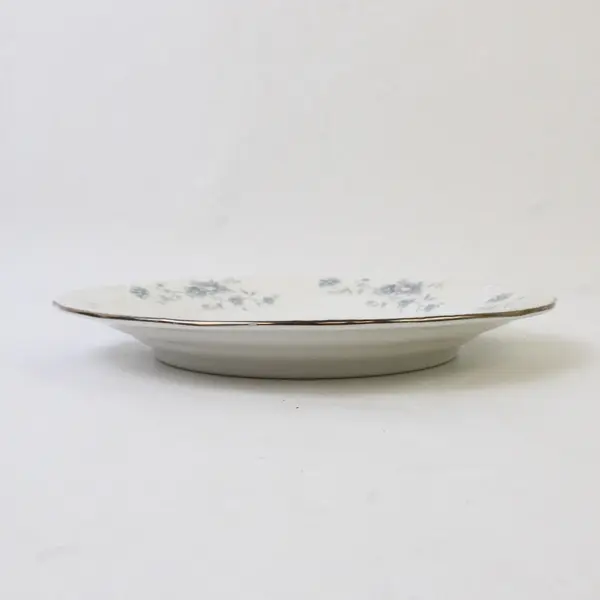 Lot Of 4 Johann Haviland Blue Garland Patterned Silver Trim Saucers 6.25"