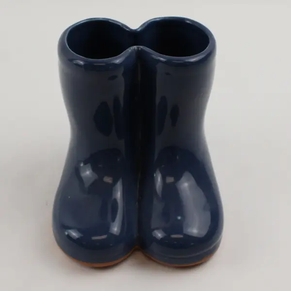 Ceramic Blue Rain Boot Planter - Decorative Succulent & Herb Pot