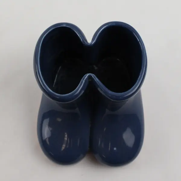 Ceramic Blue Rain Boot Planter - Decorative Succulent & Herb Pot