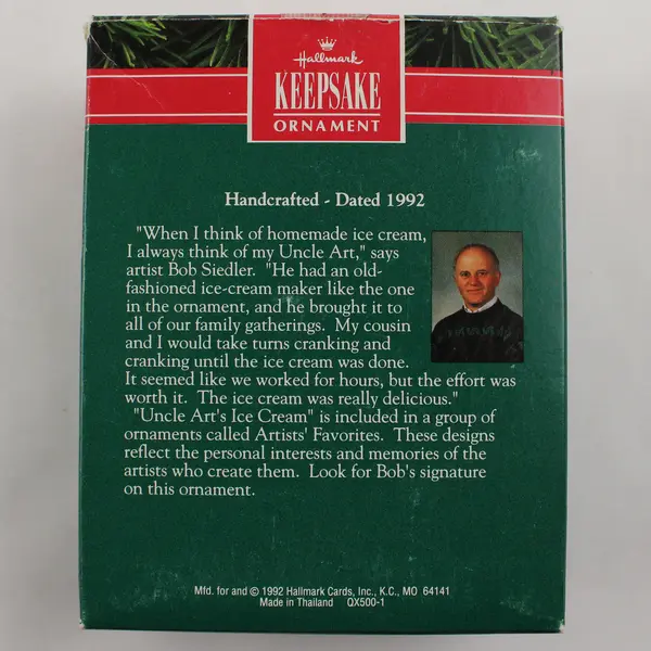 1992 Vintage Hallmark Keepsake Ornament Uncle Art's Ice Cream Mouse