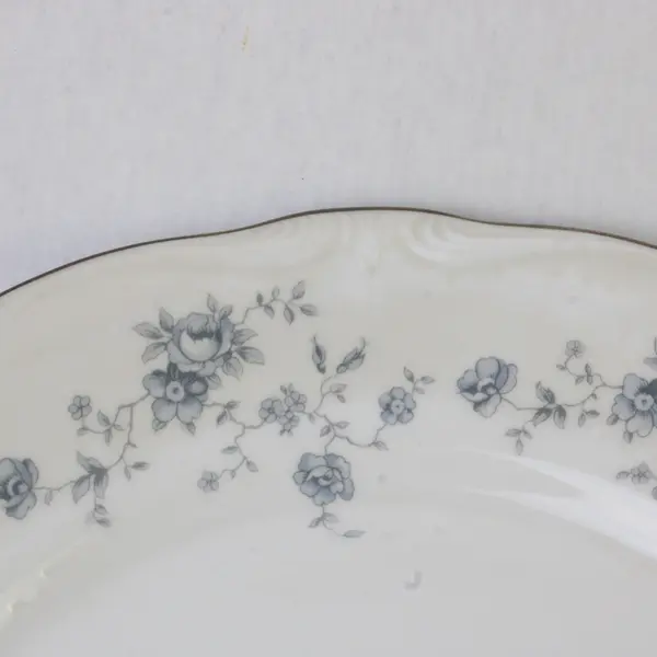 Lot Of 2 Johann Haviland Blue Garland Patterned Silver Trim Dinner Plates 10.25"
