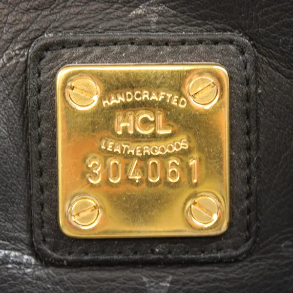 Vintage HCL German Handcrafted Leather Black/Gray Satchel Purse 