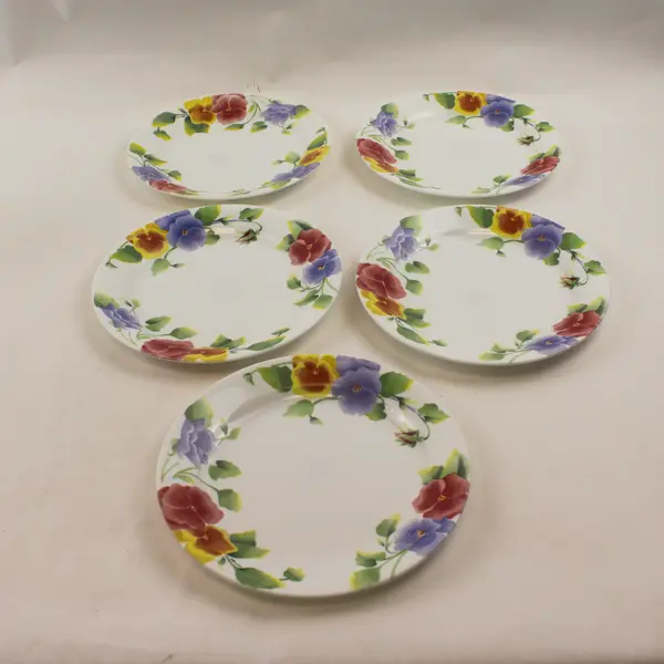 Corelle Summer Blush Pansy 7.25" Salad/Dessert Plates Set of 5