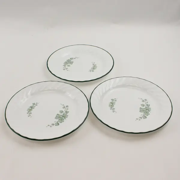Set of 3 Corelle Callaway Ivy 7.25" Salad/Bread/Dessert Plates Green Rim