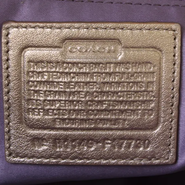 Coach Y2K Gallery Embossed Metallic Gold Leather East West Tote Handbag #F17730