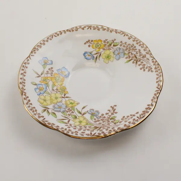 Rosina Bone China Saucer Blue & Yellow Floral Pattern 5.5in Collectible