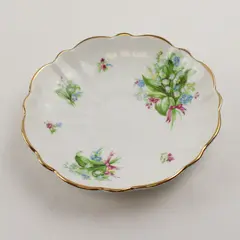 Victoria C&E Bone China Saucer Lily of the Valley Gold Trim 5.5"