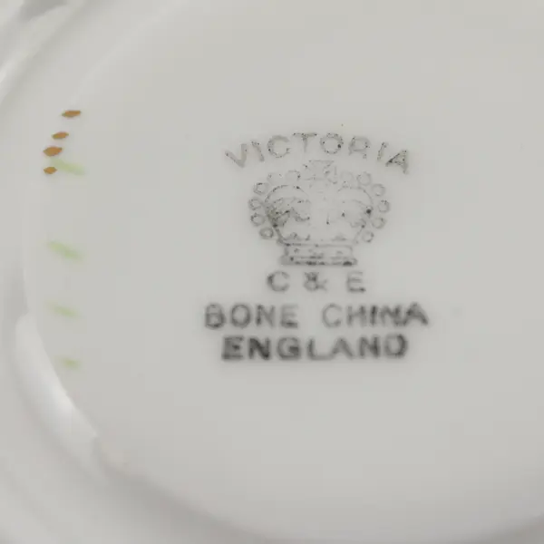 Victoria C&E Bone China Saucer Lily of the Valley Gold Trim 5.5"