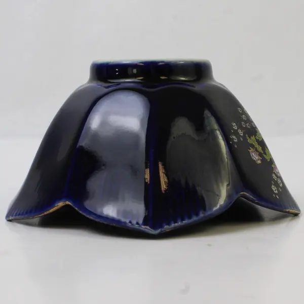 Unbranded Japanese Cobalt Blue Cherry Blossom Shaped Small Ceramic Bowl 4.75"