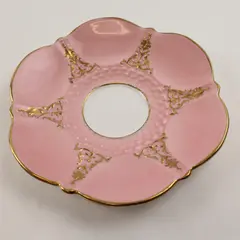 Aynsley Bone China Pink Glaze Saucer Intricate Gold Trim Vintage