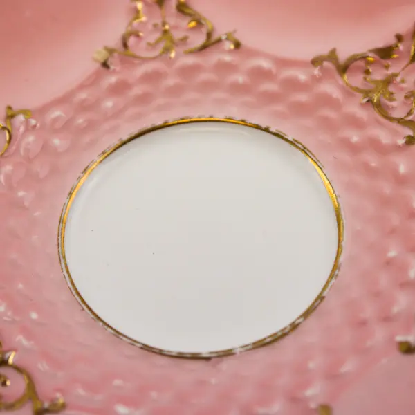 Aynsley Bone China Pink Glaze Saucer Intricate Gold Trim Vintage