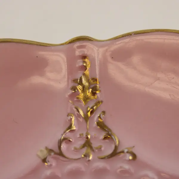 Aynsley Bone China Pink Glaze Saucer Intricate Gold Trim Vintage