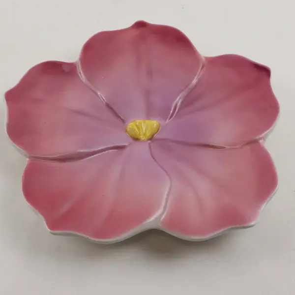 Teleflora 6in Pink Hibiscus Saucer Plate Floral Dish Gift
