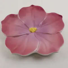 Teleflora 6in Pink Hibiscus Saucer Plate Floral Dish Gift