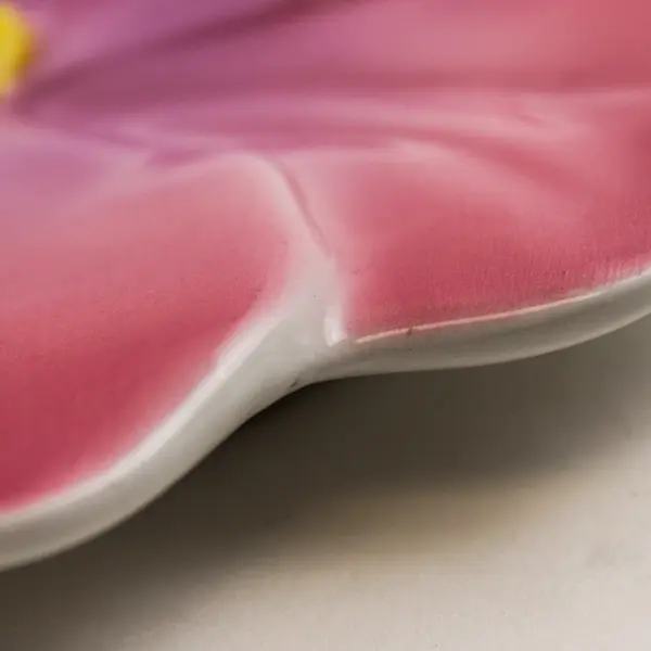 Teleflora 6in Pink Hibiscus Saucer Plate Floral Dish Gift