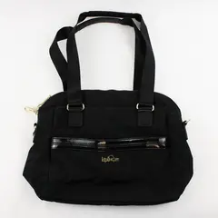 Kipling Black Nylon w/Gold Accents Shoulder Tote Bag