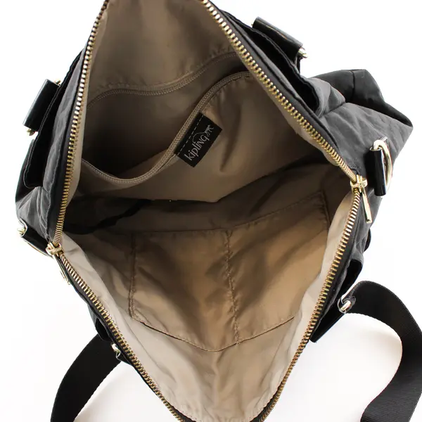 Kipling Black Nylon w/Gold Accents Shoulder Tote Bag