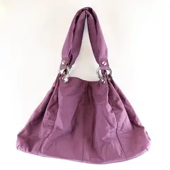 GAP Nylon Dusty Purple & Cherry Pattern Lining w/Silver Hardware Shoulder Bag