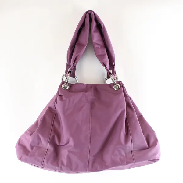 GAP Nylon Dusty Purple & Cherry Pattern Lining w/Silver Hardware Shoulder Bag