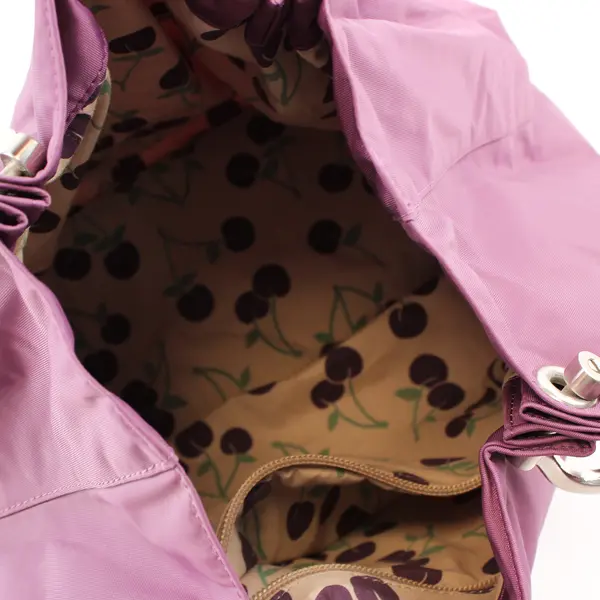 GAP Nylon Dusty Purple & Cherry Pattern Lining w/Silver Hardware Shoulder Bag