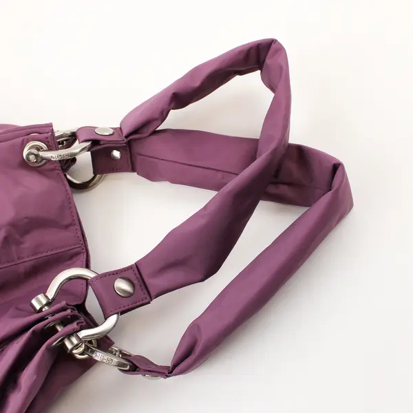 GAP Nylon Dusty Purple & Cherry Pattern Lining w/Silver Hardware Shoulder Bag
