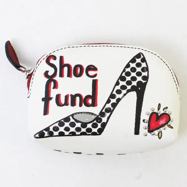 NWT BRIGHTON Pop Art-Inspired "Shoe Fund" Leather Zip Mini Coin Purse