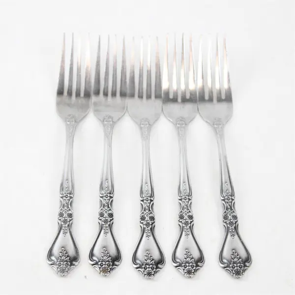 5 Stanley Roberts (Rogers Co) Kings Berry Pattern SS Dinner Forks 7.5" Rare HTF