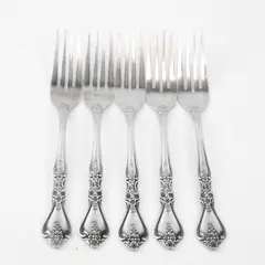 5 Stanley Roberts (Rogers Co) Kings Berry Pattern SS Dinner Forks 7.5" Rare HTF