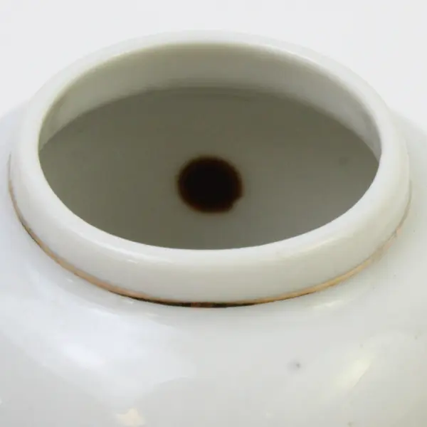 Unbranded White W/ Bird Print Ceramic Ginger Jar/Bud Vase No Lid 3.25" Tall